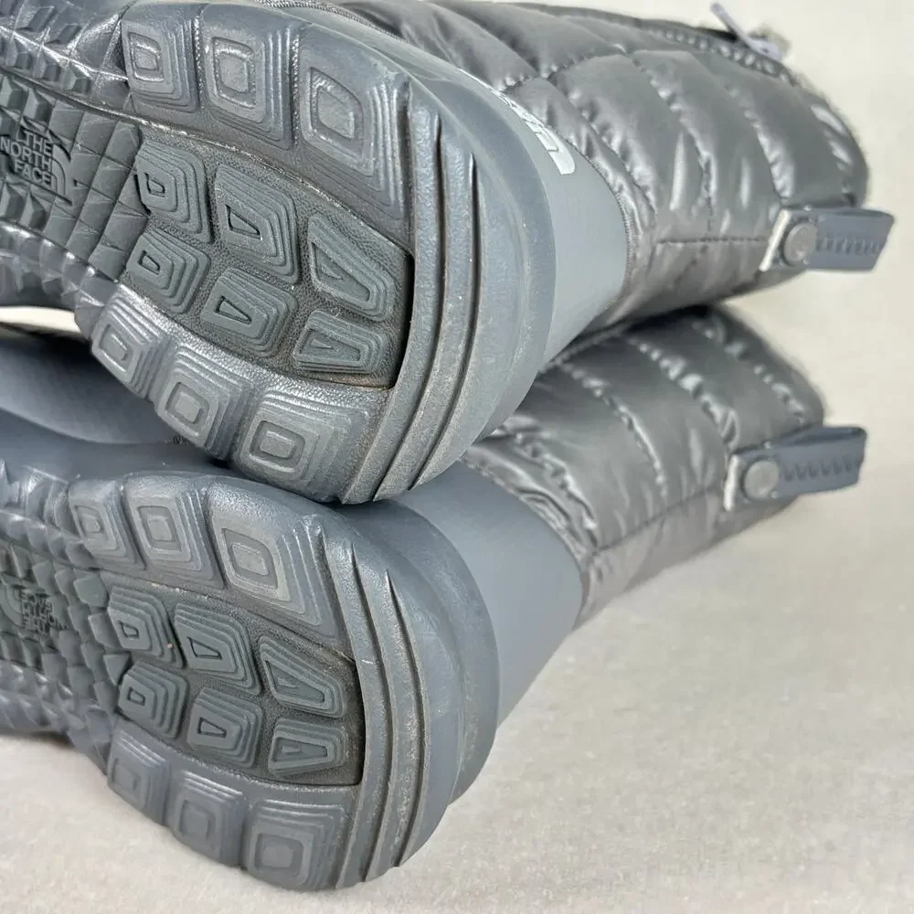 North Face Thermoball Microbaffle Insulated Zip Bootie Women's 6 Silver Grey